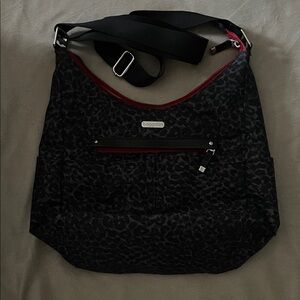 Baggallini Black and Red Leopard Print Shoulder Bag
